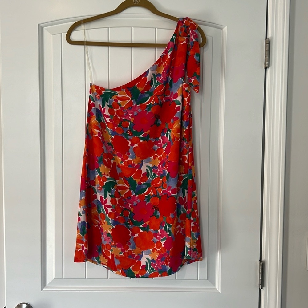 Pink Lily One Shoulder Dress - vibrant colors